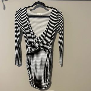 Flattering black and white stripped dress